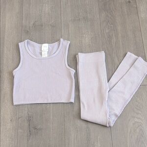 Zara Girls Lavender Ribbed Crop Top and Leggings Set Size Medium